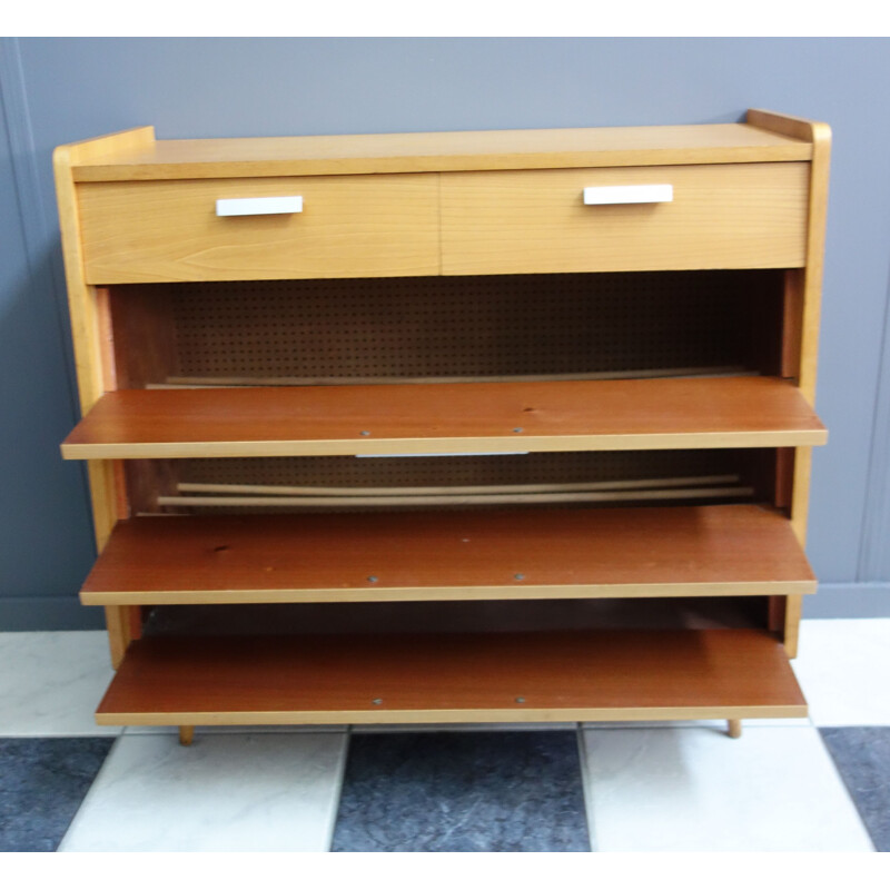 Armoire à chaussures  vintage en bois 1960