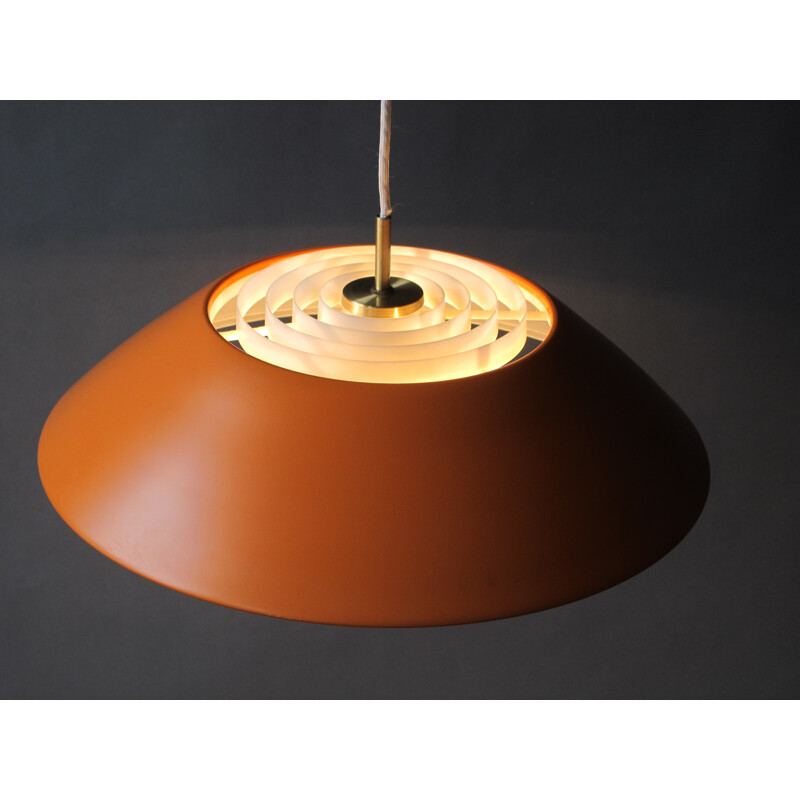 Nordisk Solar scandinavian ceiling lamp in orange metal, Svend MIDDELBOE - 1960s