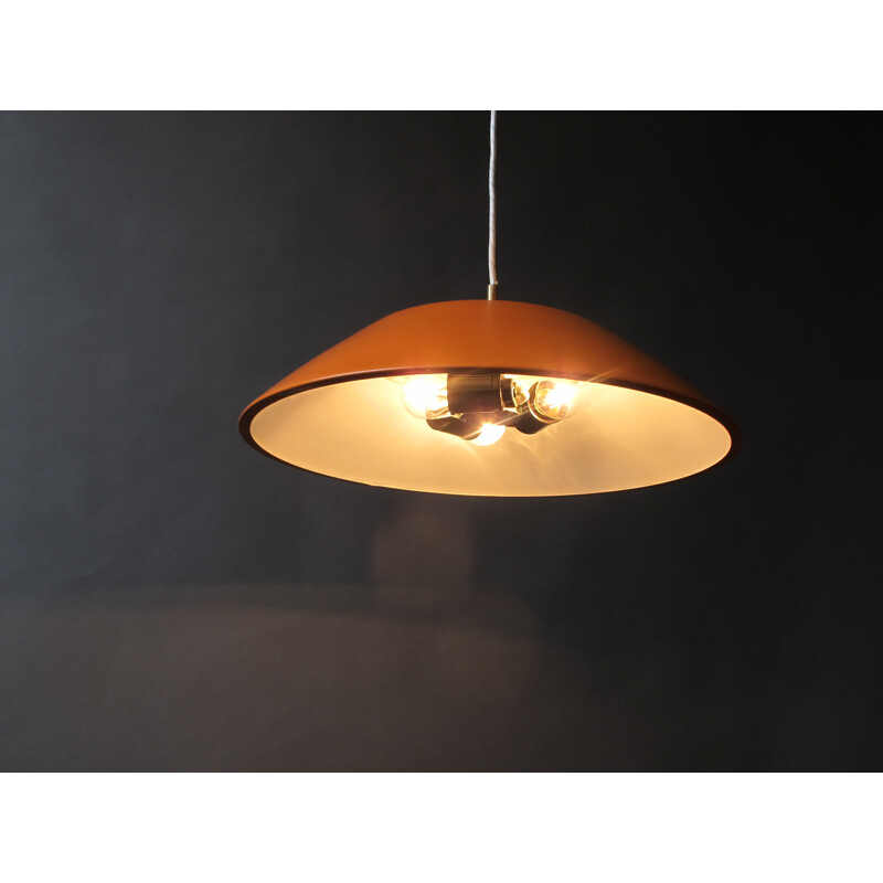 Nordisk Solar scandinavian ceiling lamp in orange metal, Svend MIDDELBOE - 1960s