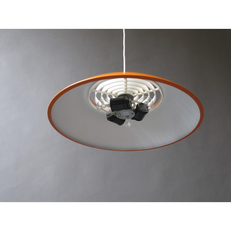 Nordisk Solar scandinavian ceiling lamp in orange metal, Svend MIDDELBOE - 1960s