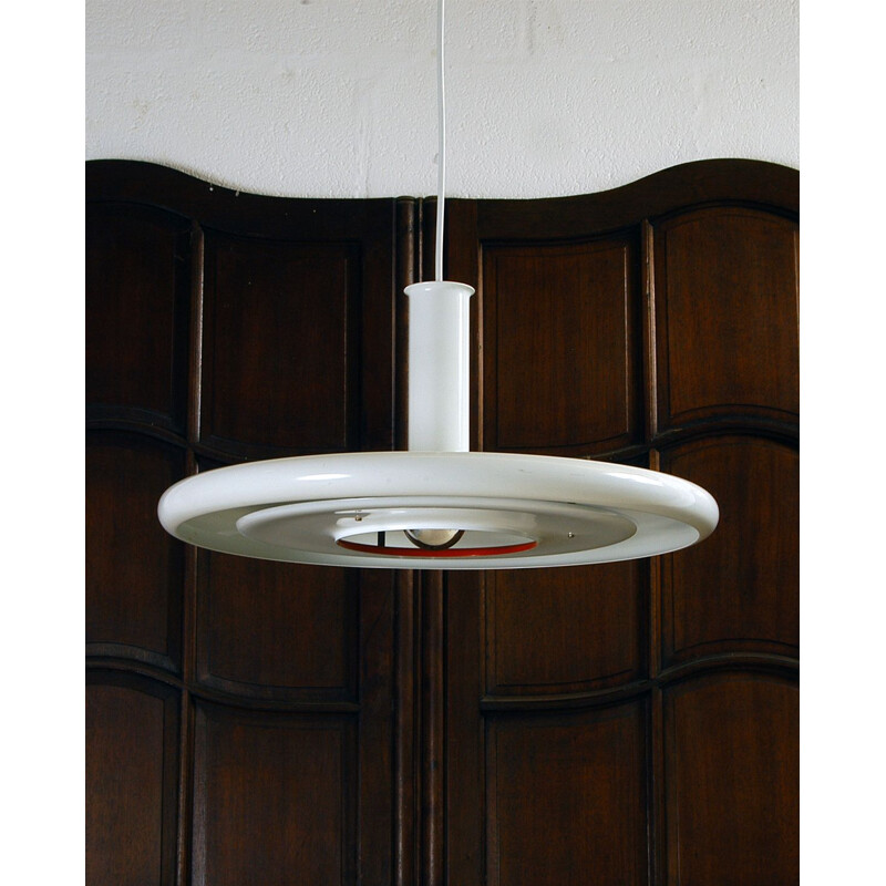 Ceiling Lamp Space Age White Midcentury Optima Hans Due Fog and Morup Danish 1970s