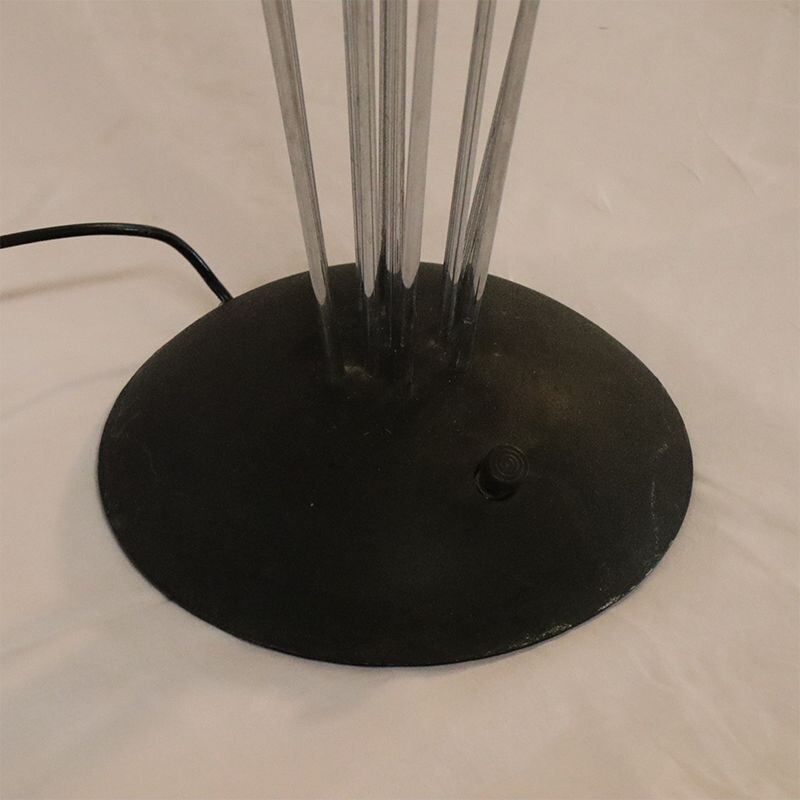 Vintage design metal floor lamp with black cast iron base, 1970