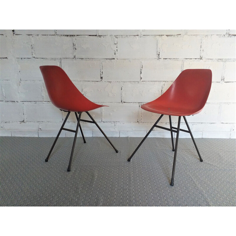 Pair of vintage ladybug chairs attributed to Jean René Caillette