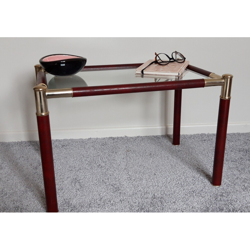 Vintage brass coffee table attributed to Pierre Vandel 1970