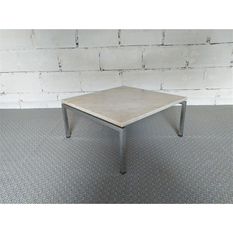 Vintage coffee table in marble and metal, 1960s