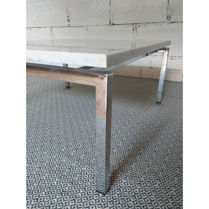 Vintage coffee table in marble and metal, 1960s