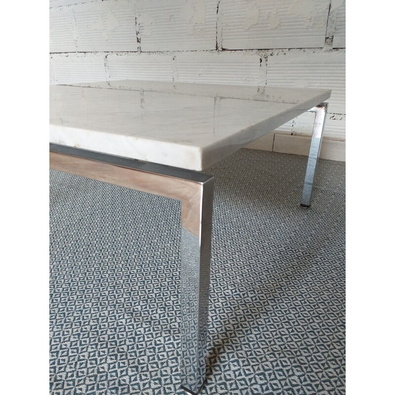 Vintage coffee table in marble and metal, 1960s