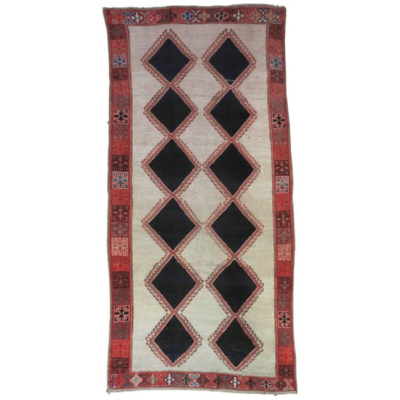 Middle Eastern Diamond Patterned Rug,Mid-Century 1950s