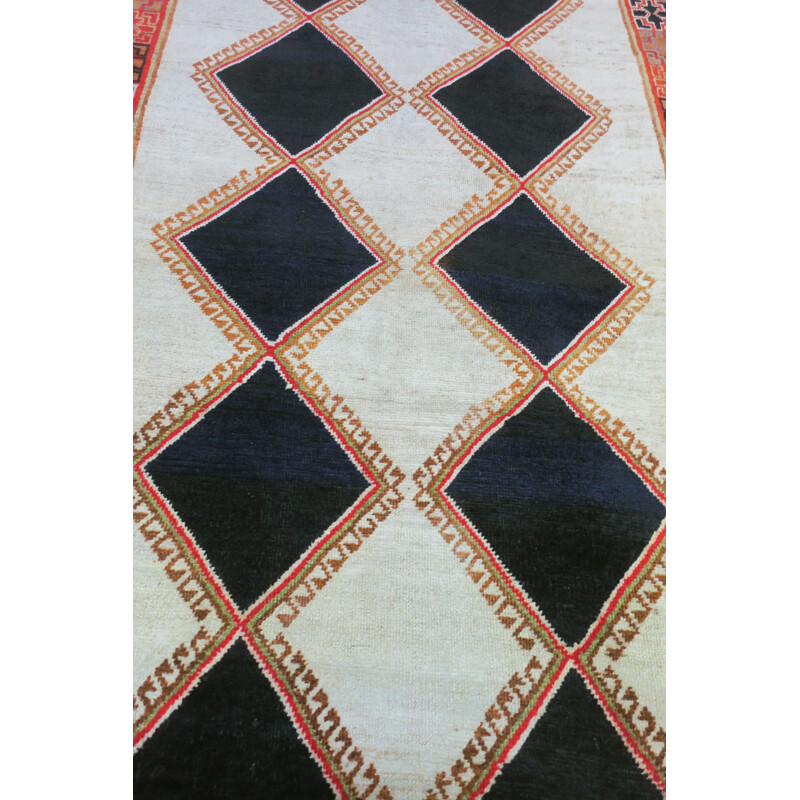 Middle Eastern Diamond Patterned Rug,Mid-Century 1950s