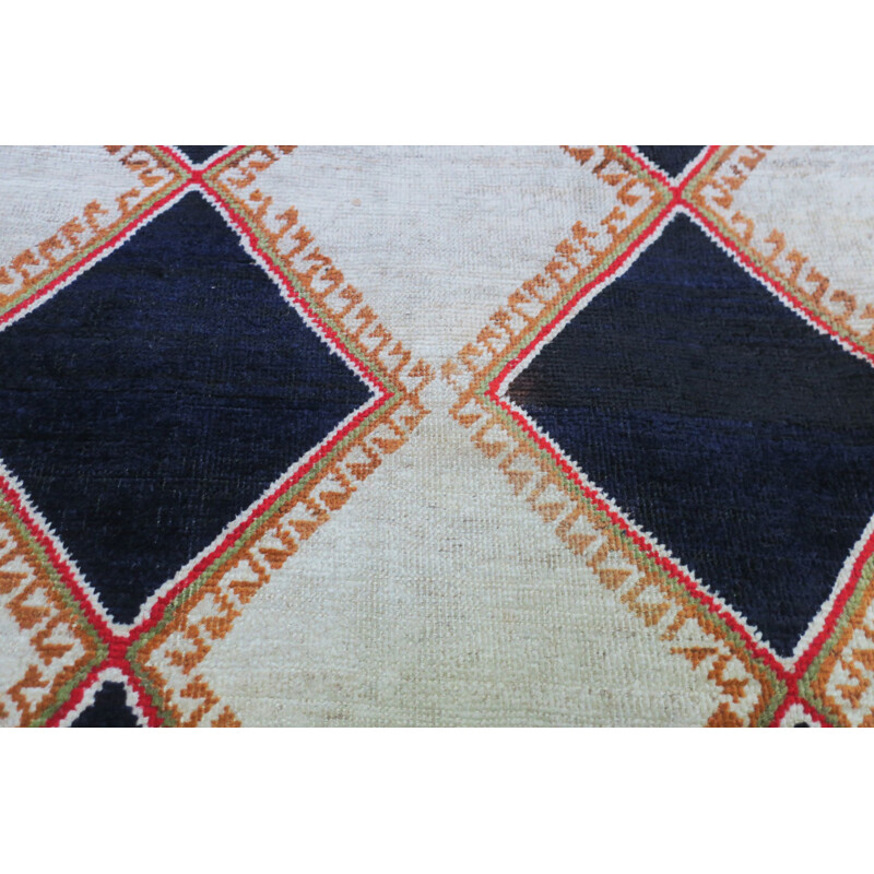 Middle Eastern Diamond Patterned Rug,Mid-Century 1950s