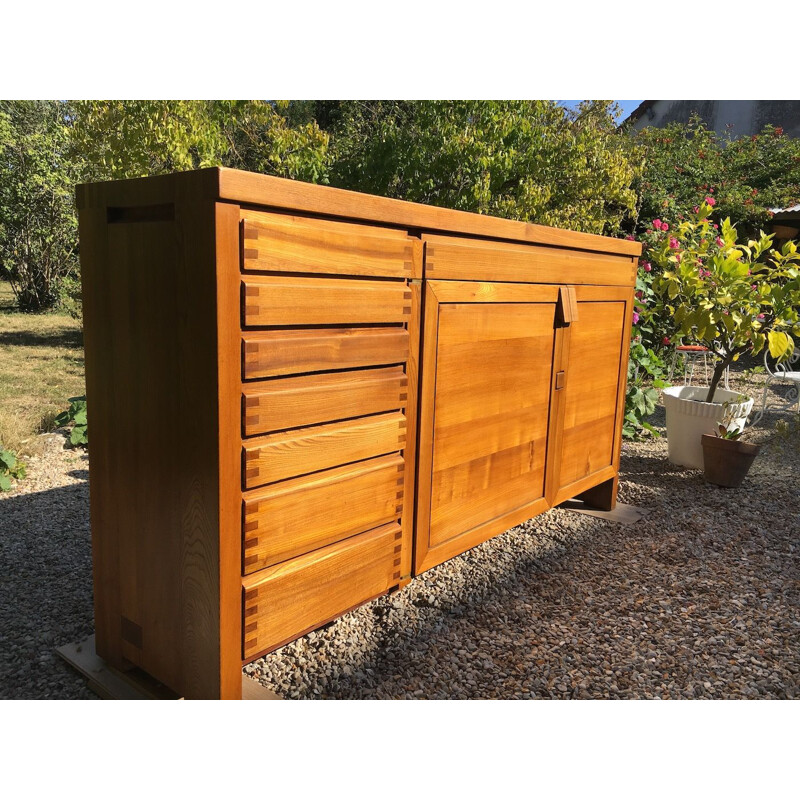 Buffet vintage enfilade de Pierre Chapo modèle R 13 1960