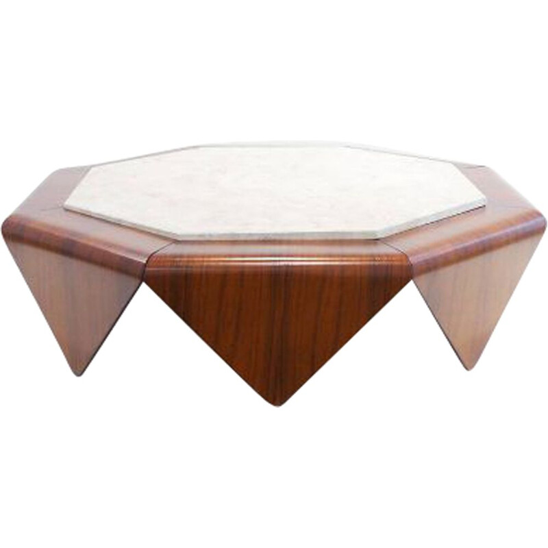 Vintage Petala coffee table in rosewood and marble by Jorge Zalszupin, 1960