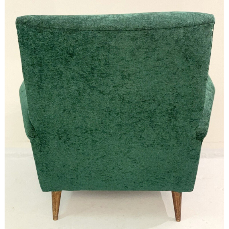 Vintage-Sessel in grünem Samt Gio Ponti Modell 803 für Cassina, Italien, 1954