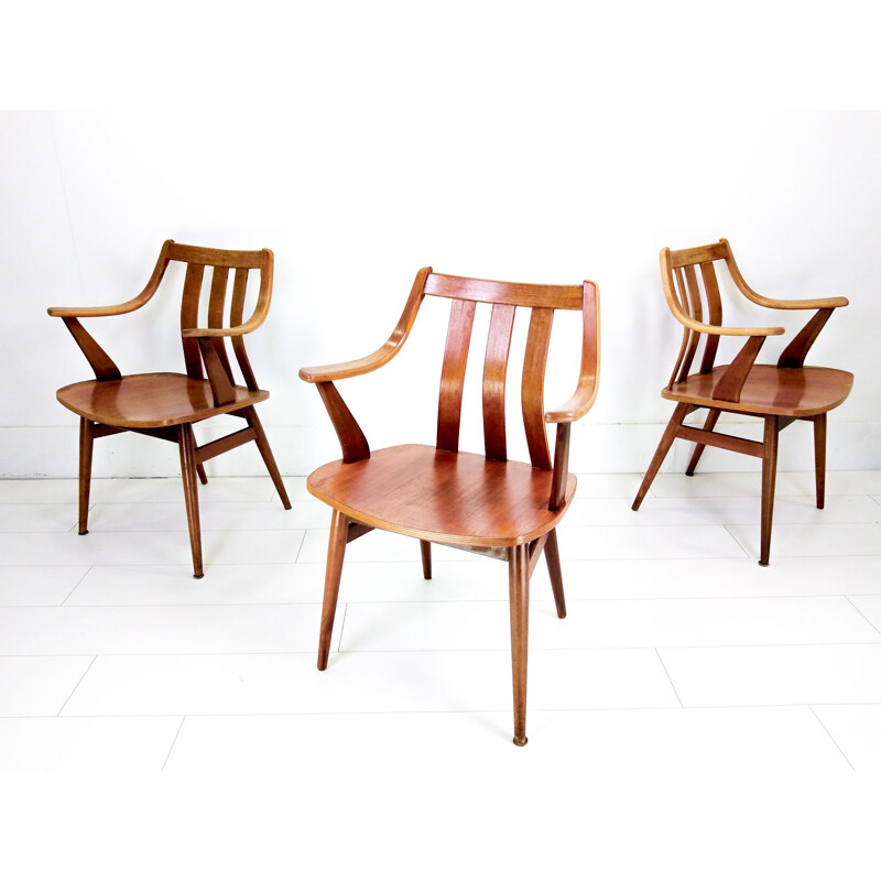 Suite de 3 chaises vintage en  teck par Pastoe, 1960