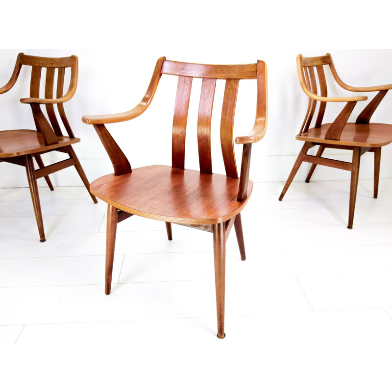 Suite of 3 vintage teak chairs by Pastoe, 1960