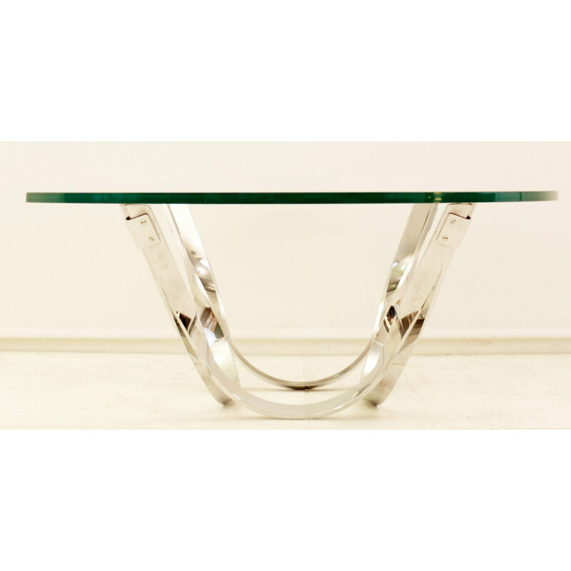 Coffee table in chrome and glass, Roger SPRUNGER - 1970s