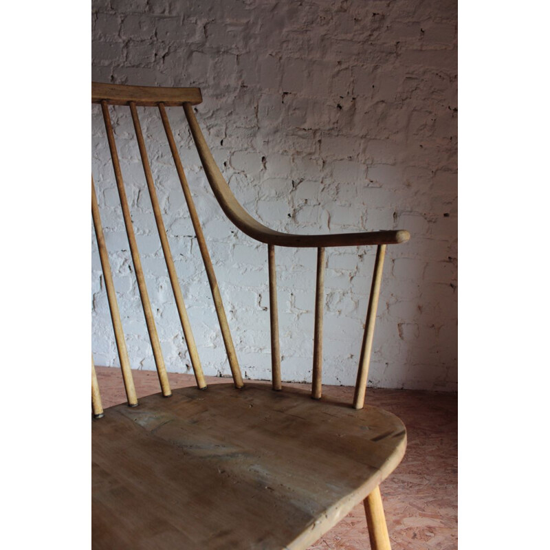 Vintage rocking chair Light natural raw wood Lena Larsson