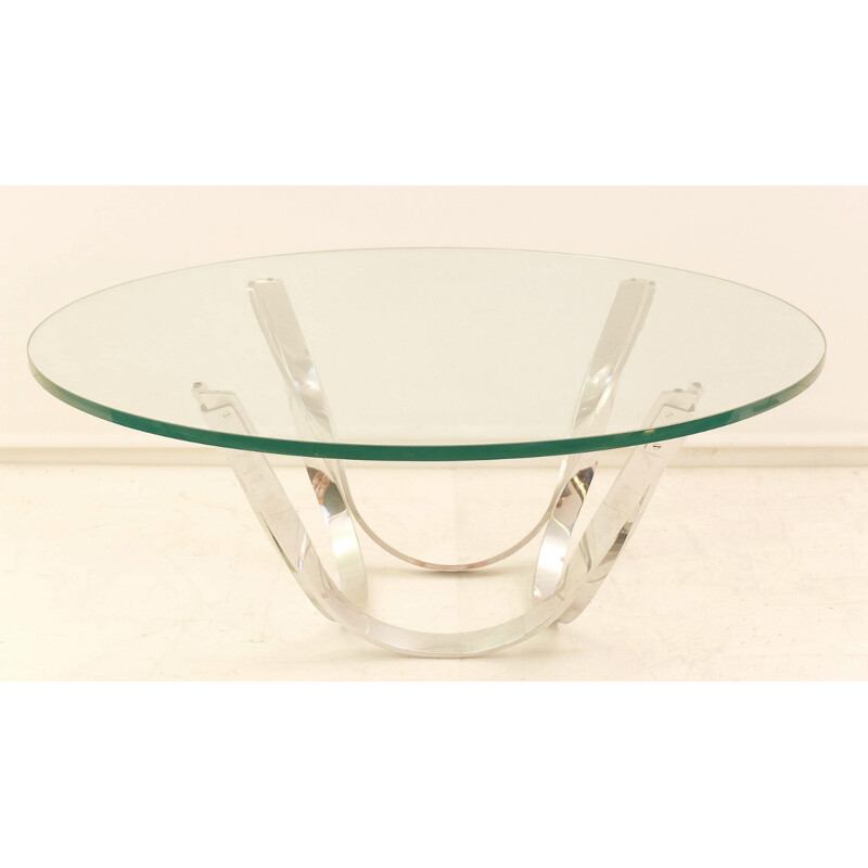 Coffee table in chrome and glass, Roger SPRUNGER - 1970s