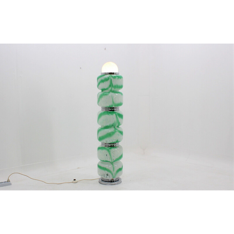 Floor lamp vintage Mazzega green glass 1960s