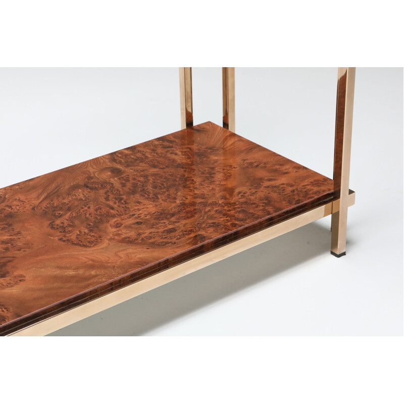 Table console vintage Gold and Burl 1980
