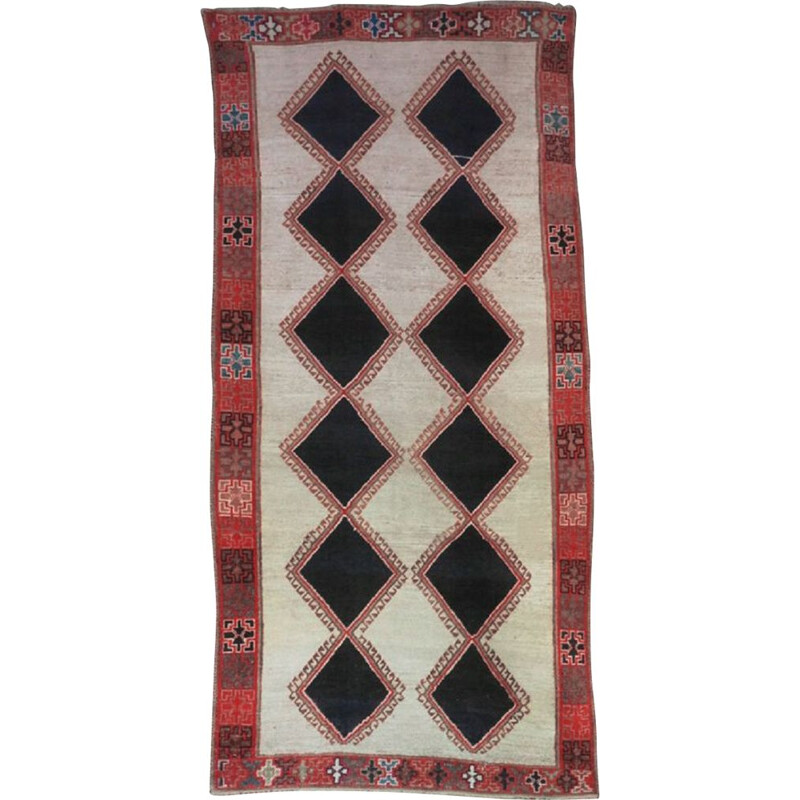 Middle Eastern Diamond Patterned Rug,Mid-Century 1950s