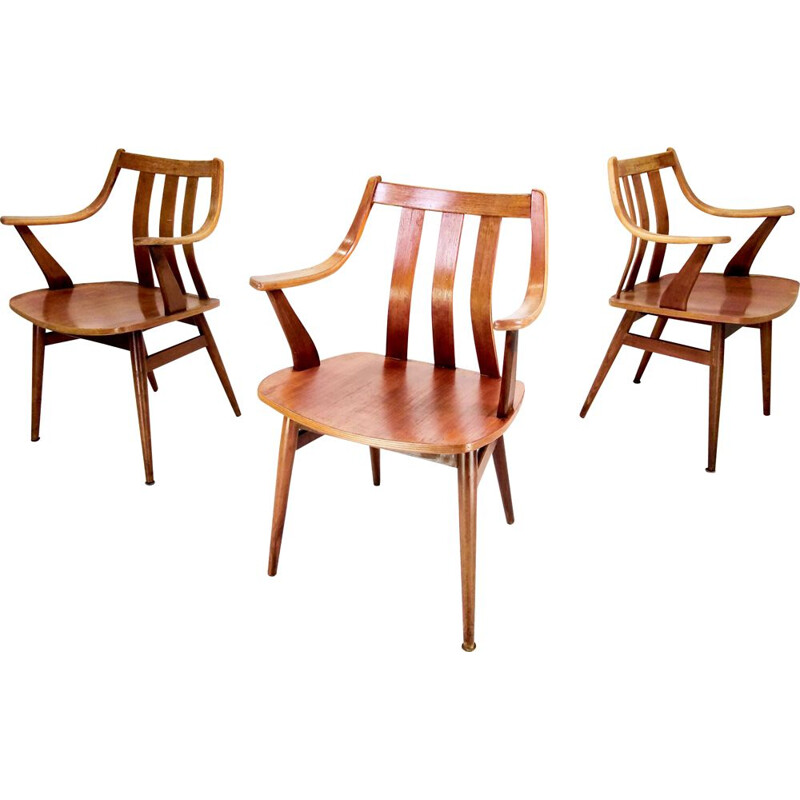 Suite of 3 vintage teak chairs by Pastoe, 1960