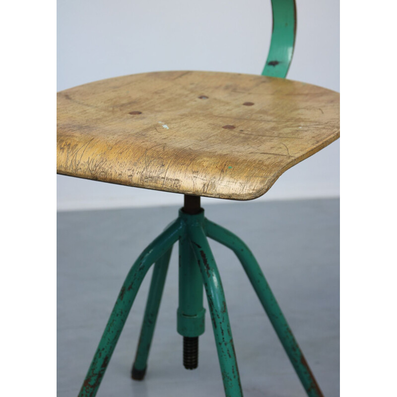 Ensemble de 2 chaises vintage pivotantes vert menthe industrielle, 1960