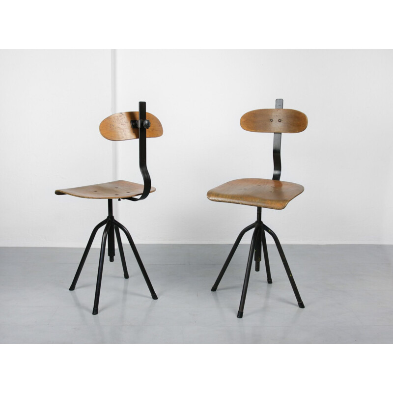 Pair of  swivel Chairs vintage industrial black, 1960s