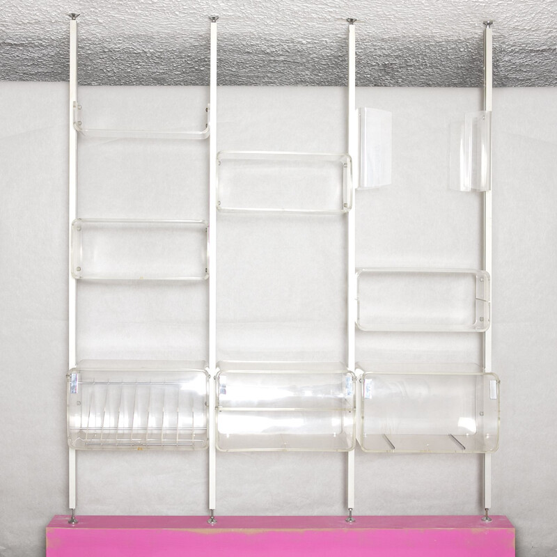 Vintage modular shelf in metal plexiglas by Michel Dumas