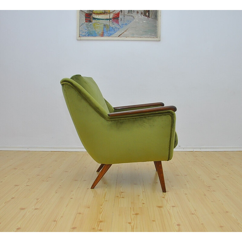 Armchair Mid century green velvet, 1960s