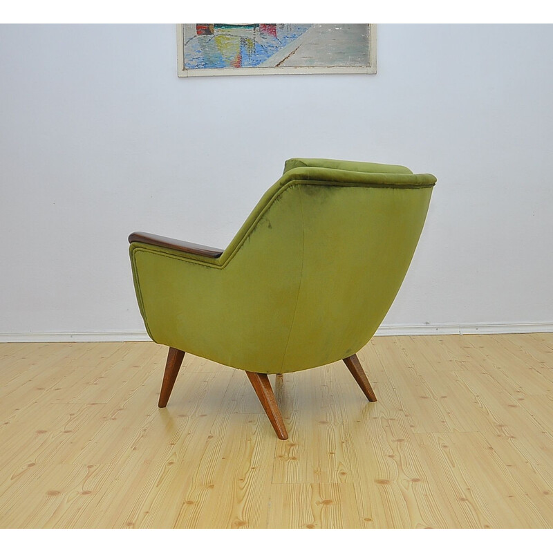 Armchair Mid century green velvet, 1960s