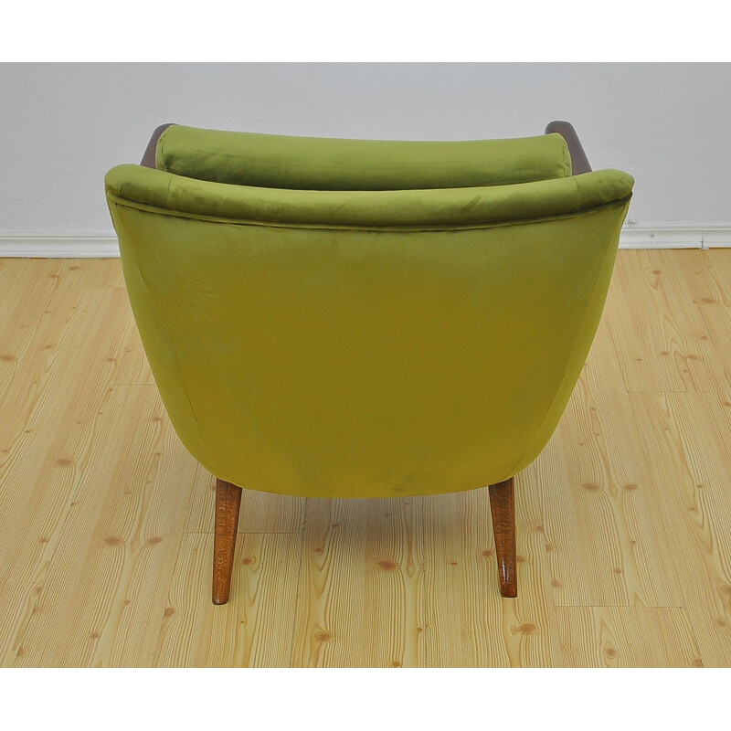 Armchair Mid century green velvet, 1960s