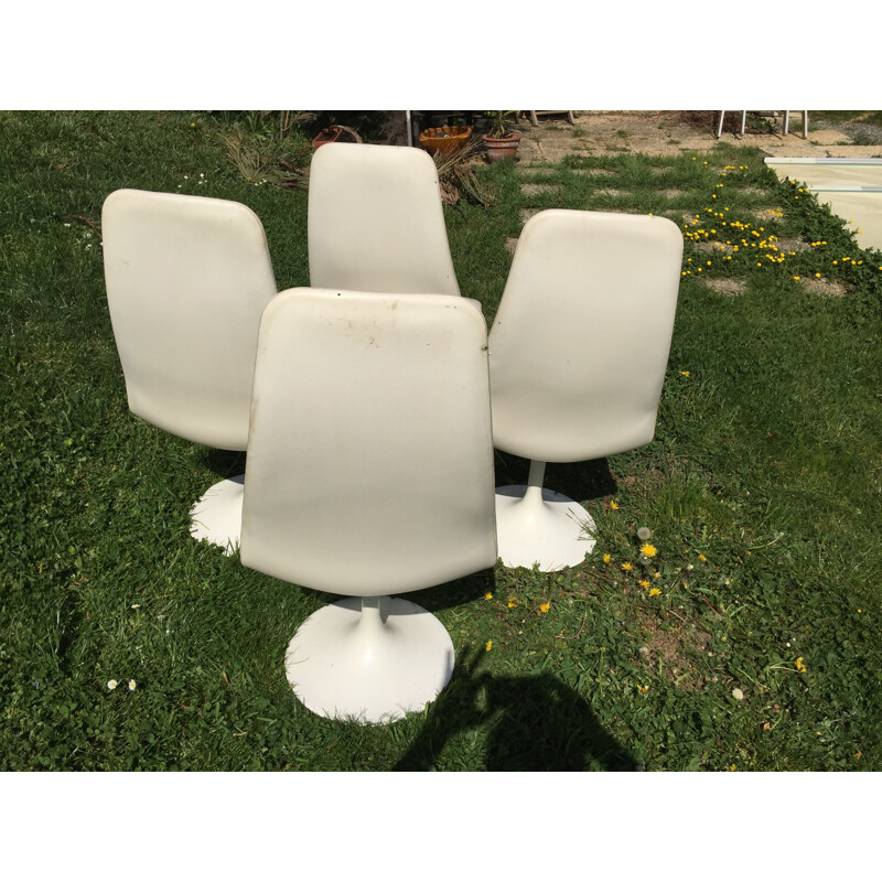 4 Vintage-Stühle mit Tulpenfuß 1970