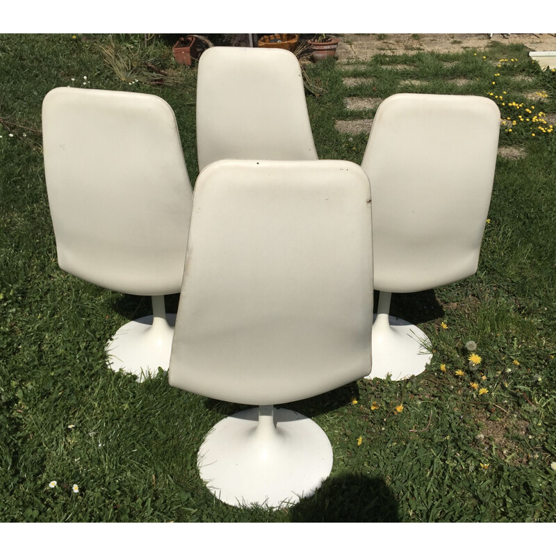 4 Vintage-Stühle mit Tulpenfuß 1970