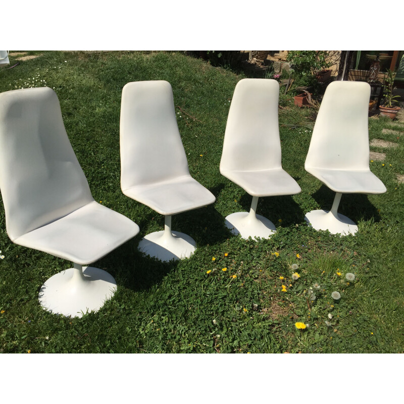 4 vintage stoelen met tulpvormige poten 1970