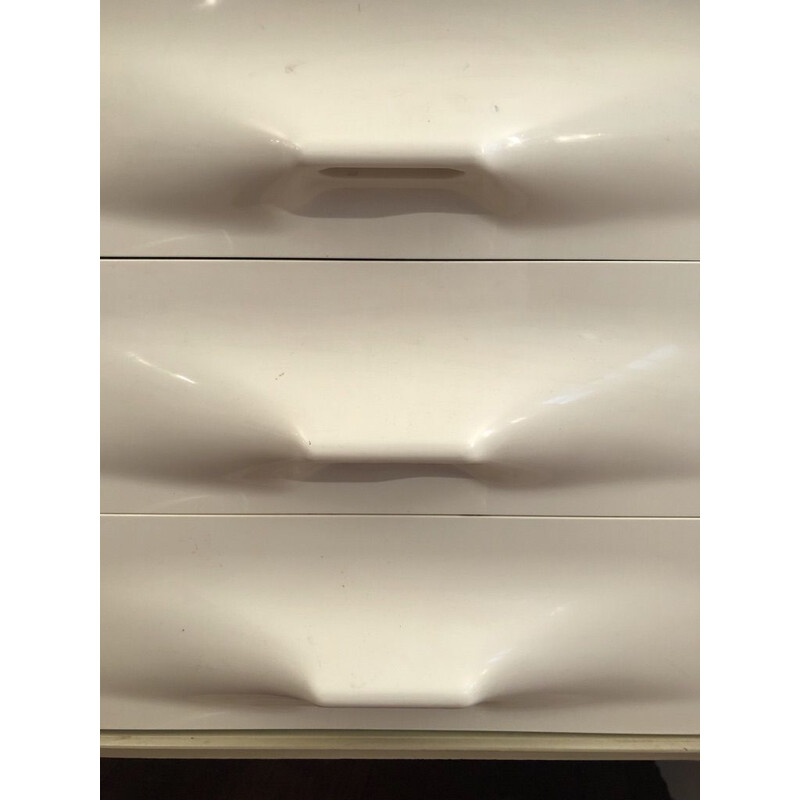 Commode vintage 5 tiroirs de Raymond Loewy en mélanine blanc ABS, édition Doubinski Frères