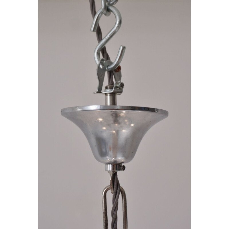 Lampadario vintage 'Ovali' Sciolari, 12 luci, argento con cristalli ottici, Italia 1970