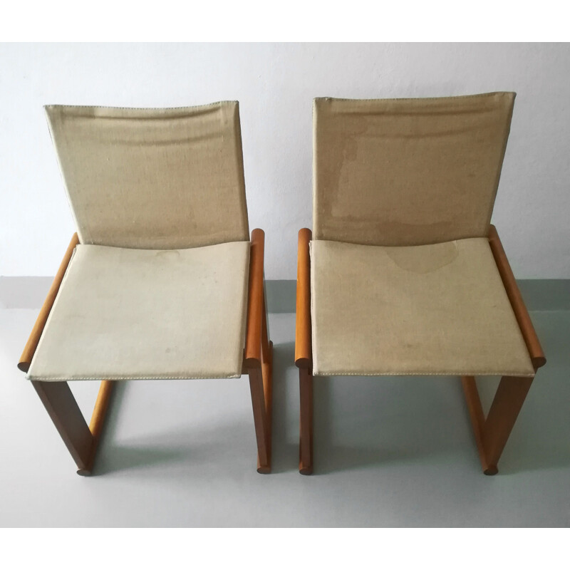 Paire de chaises de Monk vintage Tobia Scarpa pour Molteni 1970