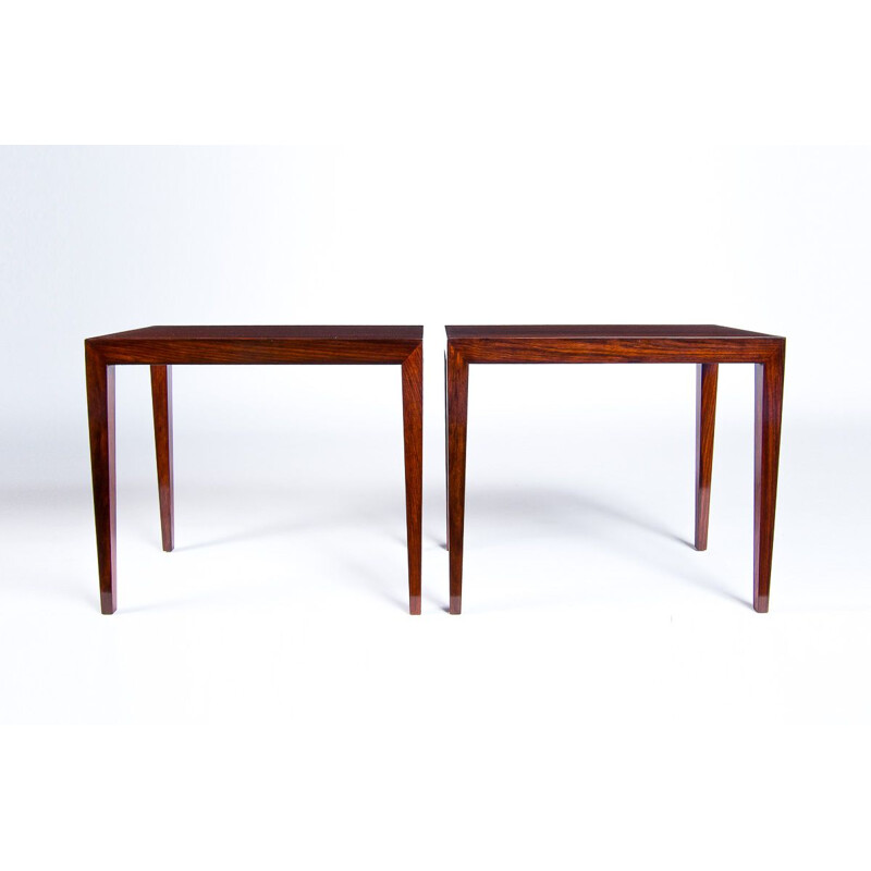 Paire de tables basses vintage en palissandre par Severin Hansen For Haslev, Danemark, 1960