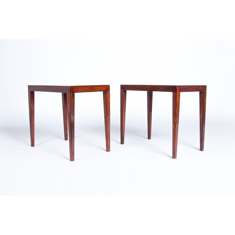 Pair of Coffee Tables vintage Rosewood by Severin Hansen For Haslev, Danish 1960s