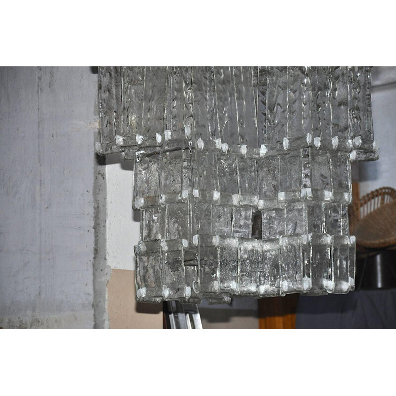 Mazzega large Italian chandelier in glass, Carlo NASON - 1970s