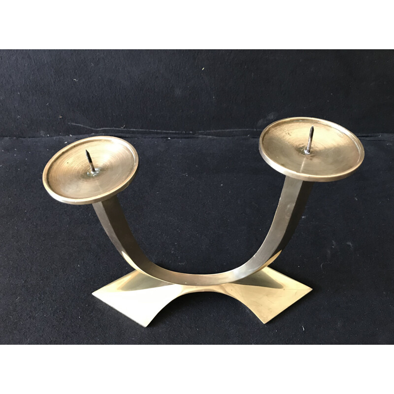 Art Deco Brass Vintage 2-light candleholder in brass