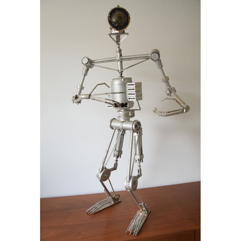 Vintage Sculpture art brutalist Robot Cyclops 