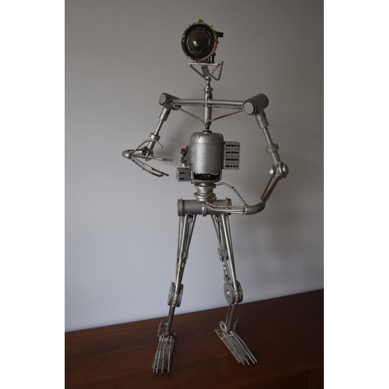 Escultura Brutalista Vintage Robot Cíclope