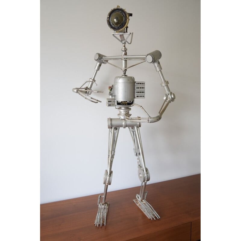 Scultura brutalista vintage Robot ciclope
