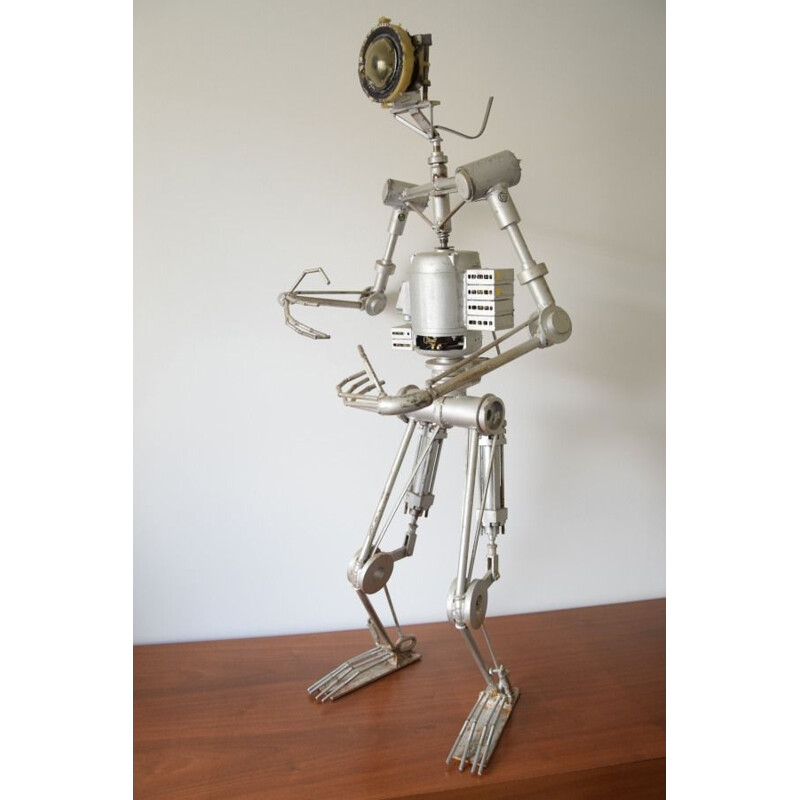 Sculpture vintage art brutaliste Robot cyclope