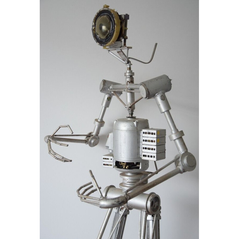 Vintage Brutalistisch beeldhouwwerk Cyclops robot