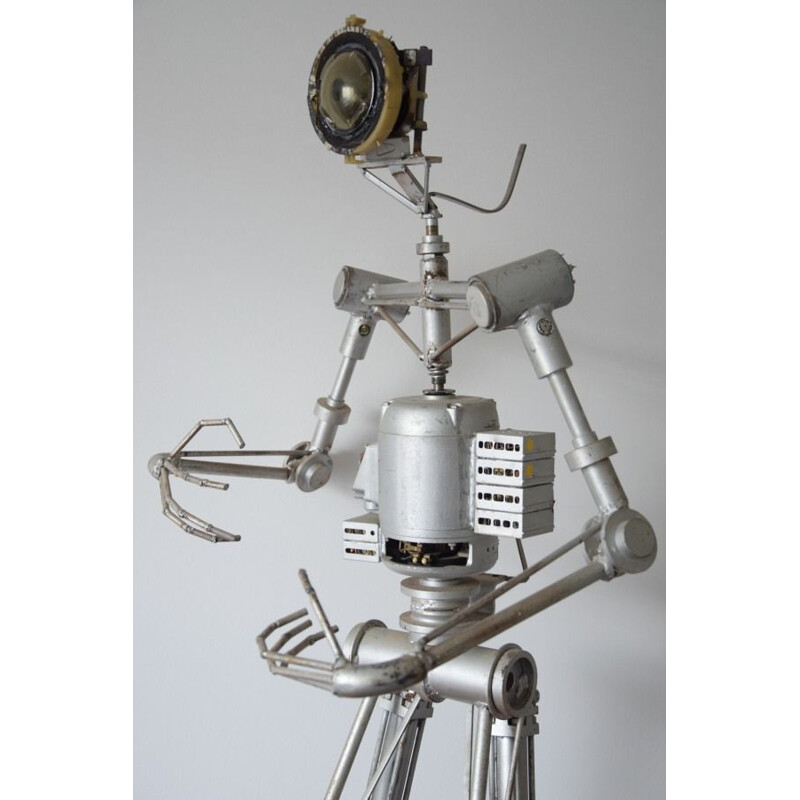 Vintage Sculpture art brutalist Robot Cyclops 