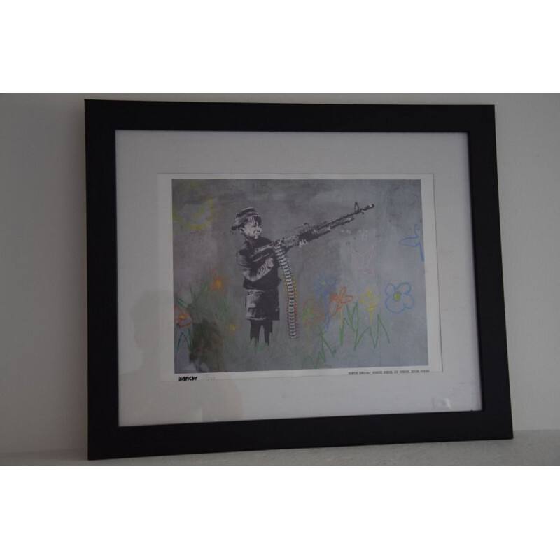 Vintage lithograph Banksy Crayon shooter 114300 graff street art pop