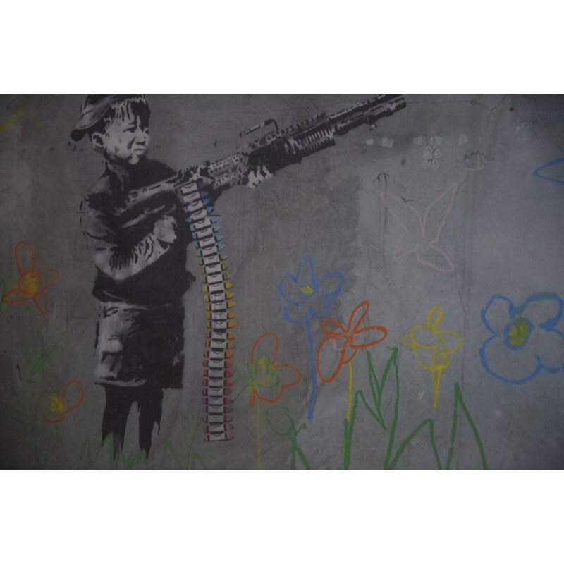 Lithographie vintage Banksy Crayon shooter 114300 graff street art pop